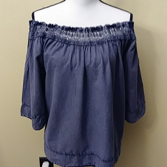 Soho Tops - SOHO New York & Company off Shoulder Denim Top.